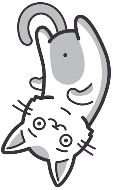 picture of an upside down cartoon cat
